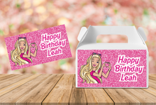 Load image into Gallery viewer, Barbie Gable Box Birthday Party Stickers
