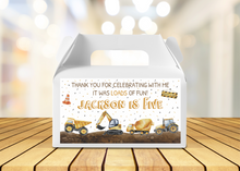 Load image into Gallery viewer, Construction Trucks Gable Box Birthday Party Stickers
