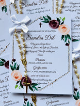 Load image into Gallery viewer, Baptism Rosary Beads Prayer Cards - Cream Florals
