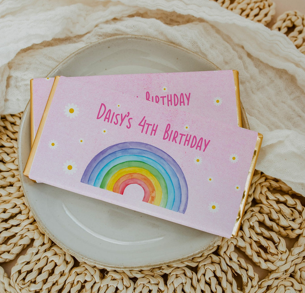 Watercolour Rainbow Birthday Chocolate Bar