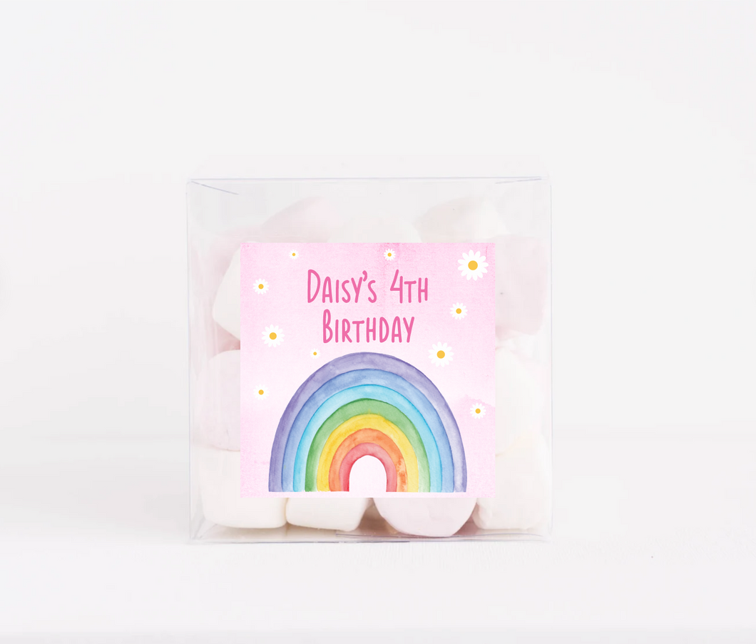 Watercolour Rainbow Birthday Party Stickers