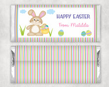 Load image into Gallery viewer, Personalised Easter Bunny Chocolate Bar Wrapper Sticker
