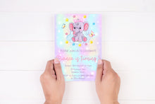 Load image into Gallery viewer, Editable Rainbow Elephant Birthday Invite, Digital Invitation Template, Print at Home
