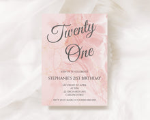 Load image into Gallery viewer, Editable Pink 21st Birthday Invite, Digital Invitation Template, Print at home
