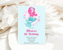 Load image into Gallery viewer, Editable Mermaid Birthday Invite, Digital Invitation Template, Print at Home
