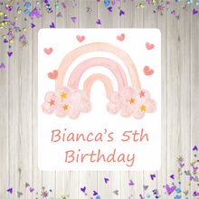 Load image into Gallery viewer, Red Rainbow Birthday Party Pop Top Stickers
