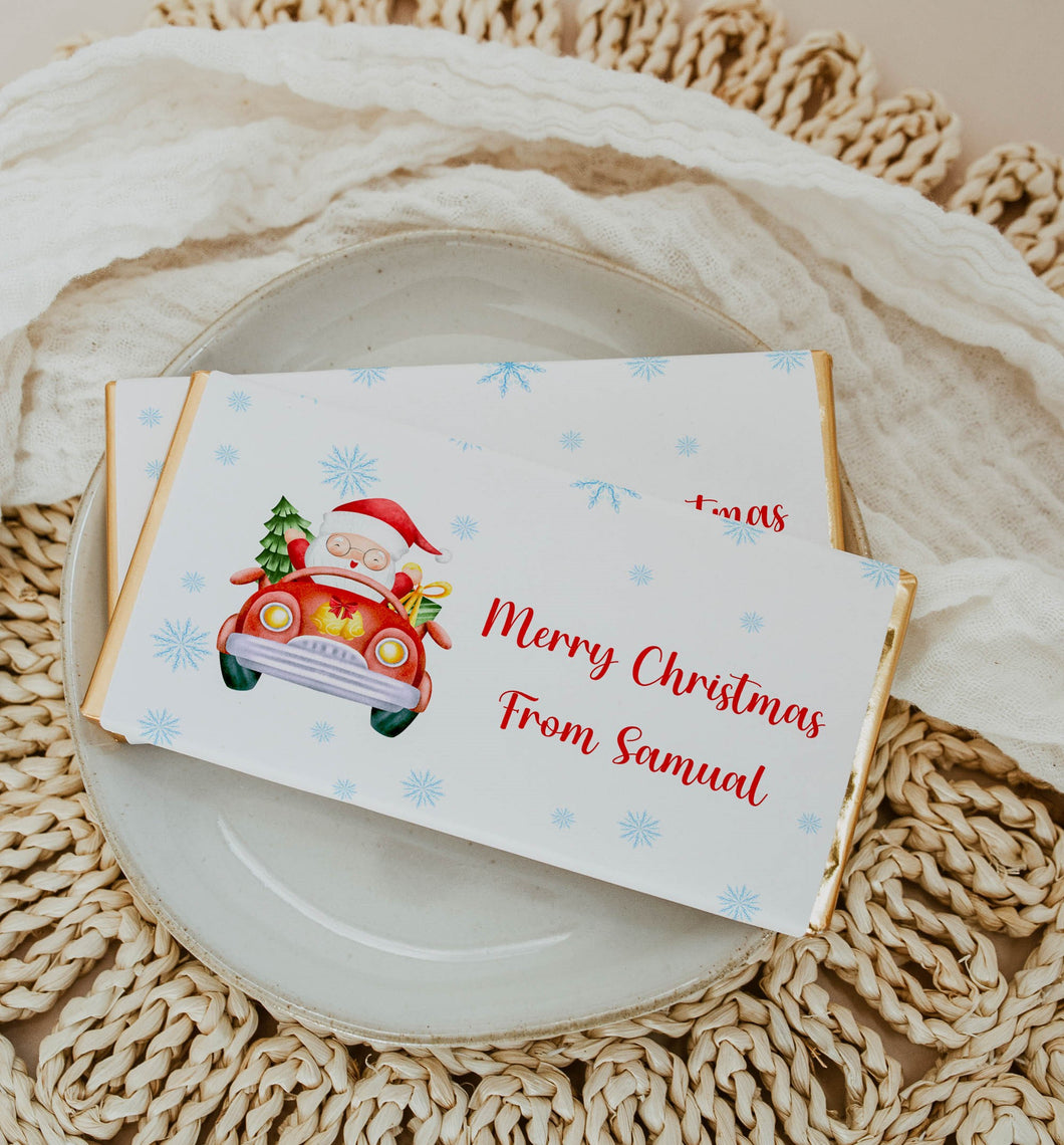 Personalised Christmas Santa Chocolate Bar Wrapper Sticker
