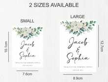 Load image into Gallery viewer, Green and White Flowers Bottle Wedding Labels
