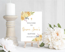 Load image into Gallery viewer, Yellow Flowers Baptism Welcome Sign Print-AnaJosie Designs
