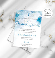 Load image into Gallery viewer, Editable Boys Confirmation Invite, Digital Invitation Template, Edit at Home
