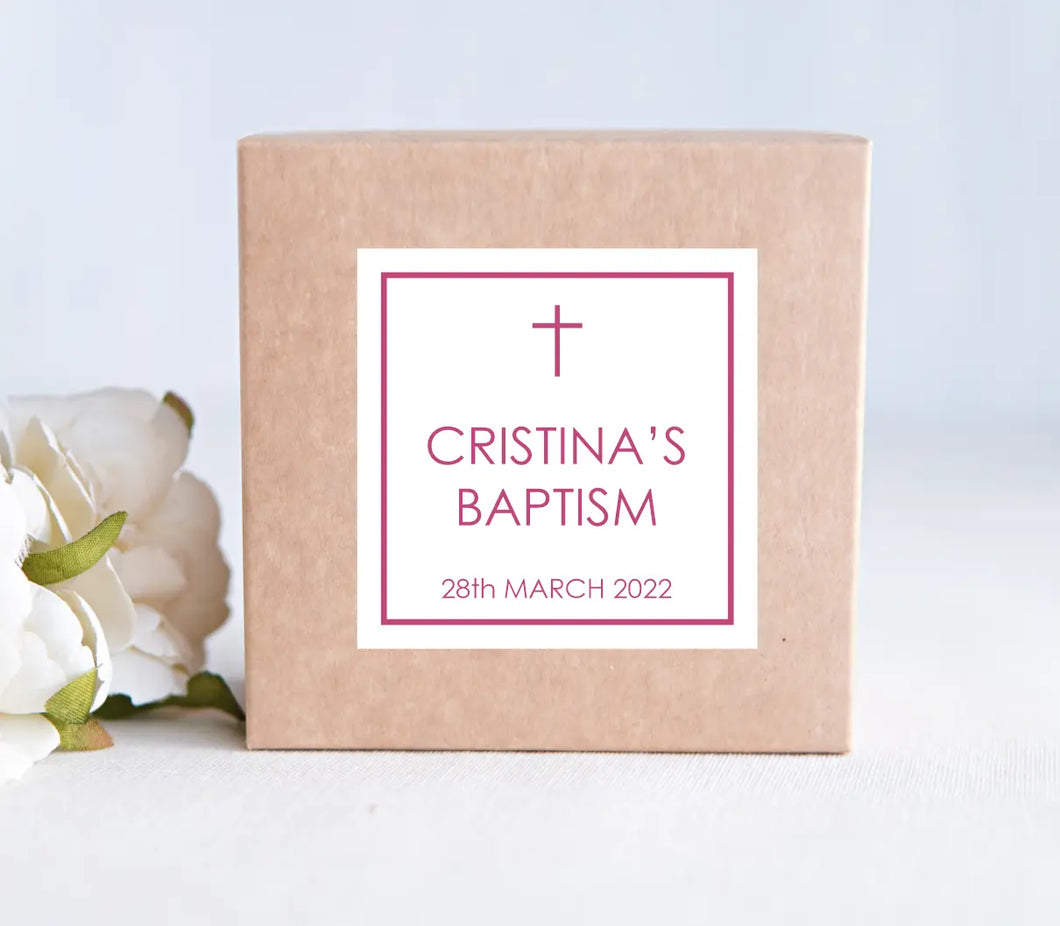 Square Baptism Stickers, Various Colours Available-First Holy Communion Stickers-AnaJosie Designs