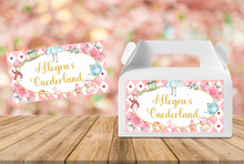 Load image into Gallery viewer, Pink Alice in Wonderland Gable Box Birthday Party Stickers
