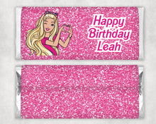 Load image into Gallery viewer, Personalised Barbie Chocolate Bar Wrapper Sticker
