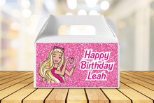 Load image into Gallery viewer, Barbie Gable Box Birthday Party Stickers
