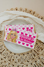 Load image into Gallery viewer, Personalised Crowned Barbie Chocolate Bar Wrapper Sticker

