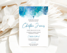 Load image into Gallery viewer, Boys Blue Ink Baptism Invite, Digital Invitation Template, Edit at Home
