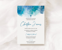 Load image into Gallery viewer, Boys Blue Ink Baptism Invite, Digital Invitation Template, Edit at Home
