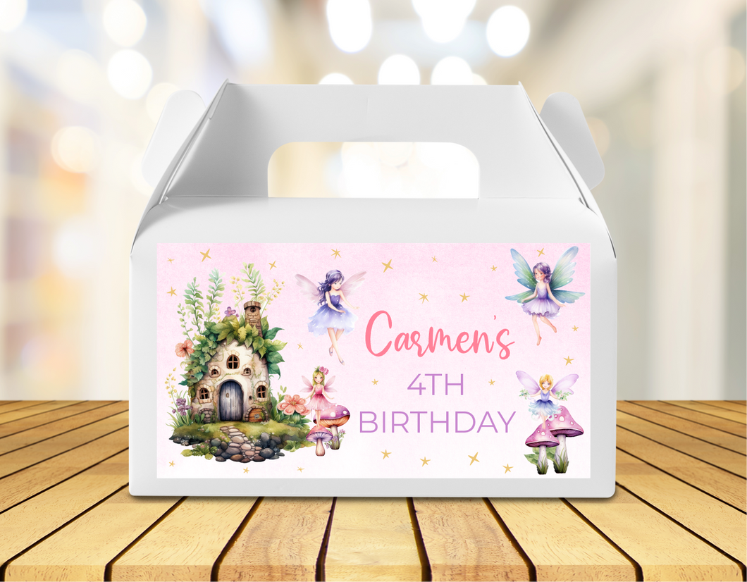 Fairies Gable Box Birthday Party Stickers