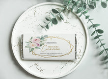 Load image into Gallery viewer, Personalised Pink and Gold Holy Communion Chocolate Bar Wrapper Sticker

