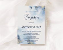 Load image into Gallery viewer, Boys Blue Baptism Invite, Digital Invitation Template, Edit at Home
