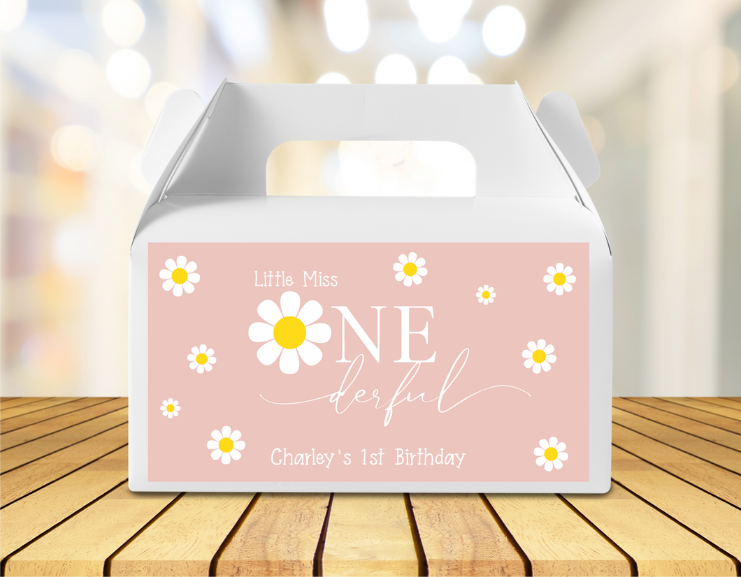 Little Miss Onederful Daisy's Gable Box Birthday Party Stickers