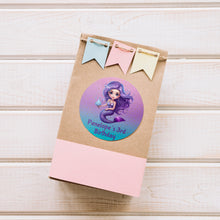 Load image into Gallery viewer, Purple Mermaid Birthday Stickers
