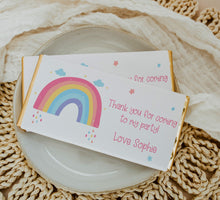 Load image into Gallery viewer, Personalised Pastel Rainbow Chocolate Bar Wrapper Sticker
