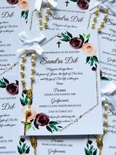 Load image into Gallery viewer, Baptism Rosary Beads Prayer Cards - Cream Florals
