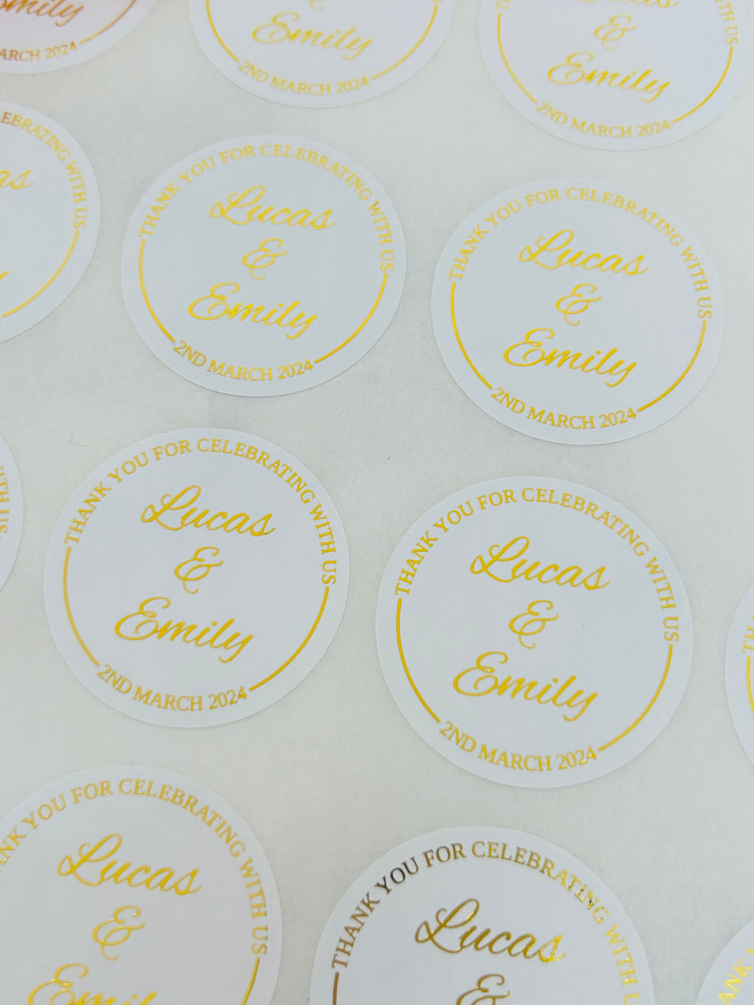 Wedding Stickers Foil - Thank You Round