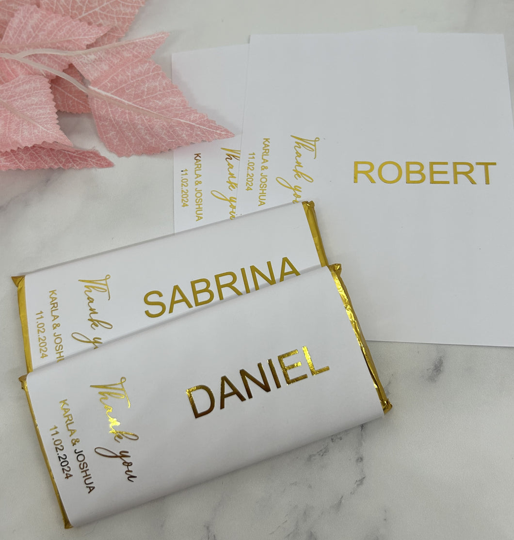 Wedding Chocolate Wrappers - Foil Guest Names