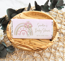 Load image into Gallery viewer, Personalised Pink Rabbit Baby Shower Chocolate Bar Wrapper Sticker
