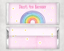 Load image into Gallery viewer, Personalised Watercolour Rainbow Chocolate Bar Wrapper Sticker
