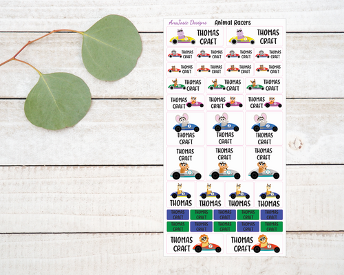 Name Labels - Animal Racers-Name Label Stickers-AnaJosie Designs