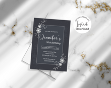 Load image into Gallery viewer, Editable Black and White Birthday Invite, Digital Invitation Template, Print at Home
