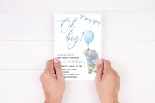 Load image into Gallery viewer, Editable Blue Elephant Baby Shower Invite, Digital Invitation Template, Print at Home
