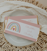 Load image into Gallery viewer, Personalised Boho Rainbow Chocolate Bar Wrapper Sticker
