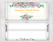 Load image into Gallery viewer, Personalised Floral Bridal Shower Chocolate Bar Wrapper Sticker
