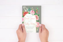 Load image into Gallery viewer, Editable Pink Floral Bridal Shower Invite, Digital Invitation Template, Print at Home

