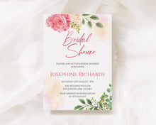 Load image into Gallery viewer, Editable Pink and Yellow Bridal Shower Invite, Digital Invitation Template, Print at Home
