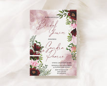 Load image into Gallery viewer, Editable Maroon Bridal Shower Invite, Digital Invitation Template, Print at Home
