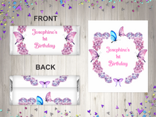 Load image into Gallery viewer, Personalised Floral Butterflies Chocolate Bar Wrapper Sticker
