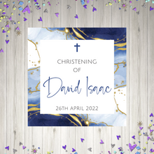 Load image into Gallery viewer, Boys Christening Stickers - Blue and Gold
