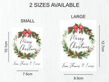 Load image into Gallery viewer, Christmas Wine Labels - Merry Christmas Wreath
