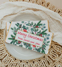 Load image into Gallery viewer, Personalised Christmas Wreath Chocolate Bar Wrapper Sticker
