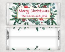 Load image into Gallery viewer, Personalised Christmas Wreath Chocolate Bar Wrapper Sticker

