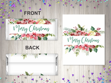 Load image into Gallery viewer, Merry Christmas Wreath Chocolate Bar Wrapper Sticker
