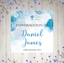 Load image into Gallery viewer, Boys Confirmation Stickers - Blue Watercolour

