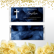 Load image into Gallery viewer, Dark Blue Watercolour Baptism Chocolate Bar
