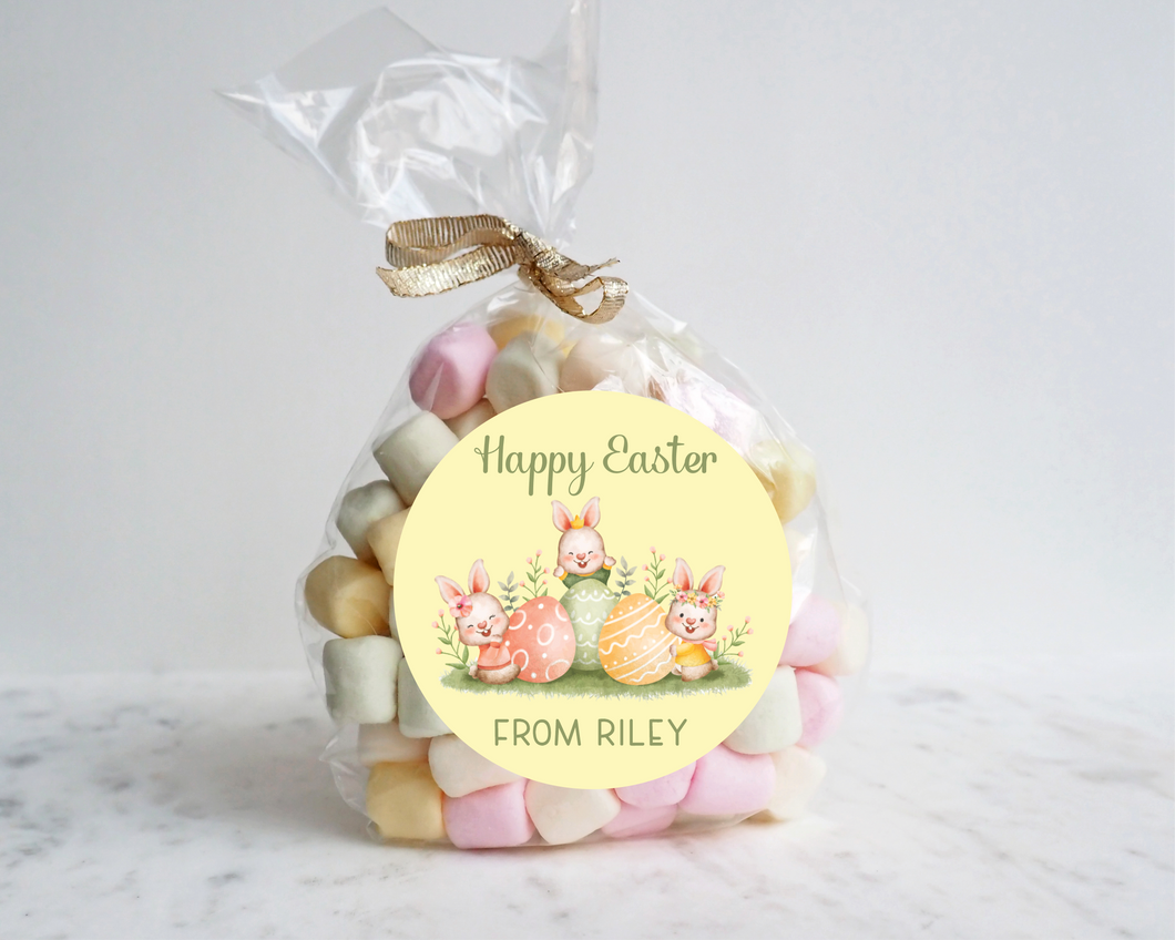 Easter Rabbits with Eggs - Easter Gift Stickers