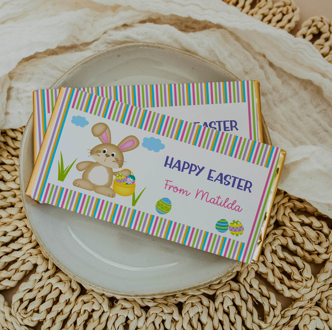 Personalised Easter Bunny Chocolate Bar Wrapper Sticker